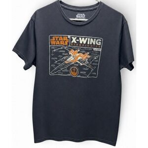 Star Wars Men's Large Gray X-Wing Graphic T-Shirt Short Sleeve Crew Neck Tee